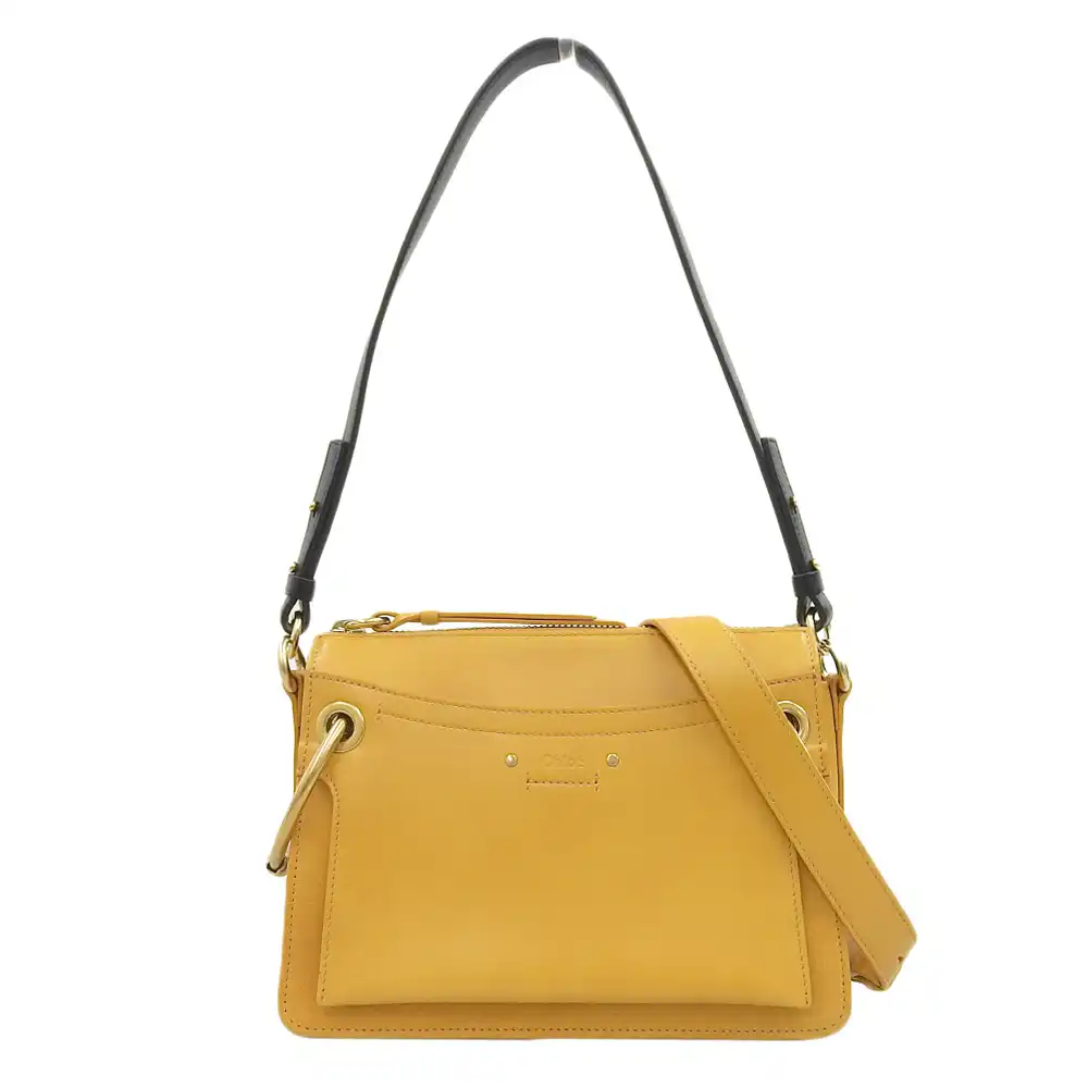 クロエ CHLOE 2WAYバッグ 肩掛け 斜め掛け ショルダーバッグ レザー イエロー ブラック 中古 OB2511