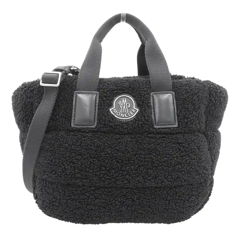 モンクレール MONCLER ボア 2WAYバッグ ハンド ショルダー コットン ポリエステル レザー ブラック J209B5L00016M31890 中古 OB2534