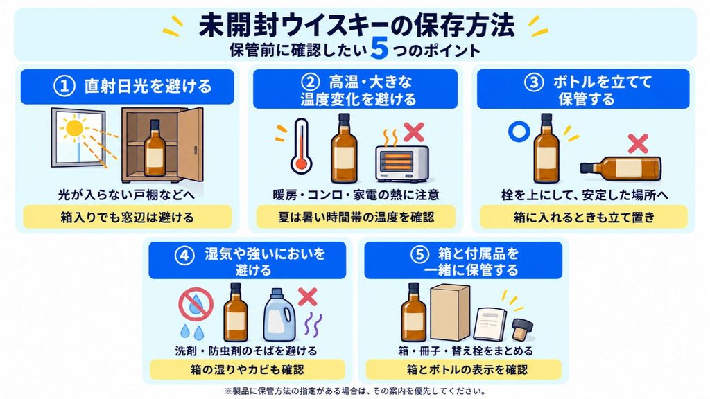 未開封ウイスキーの保存方法