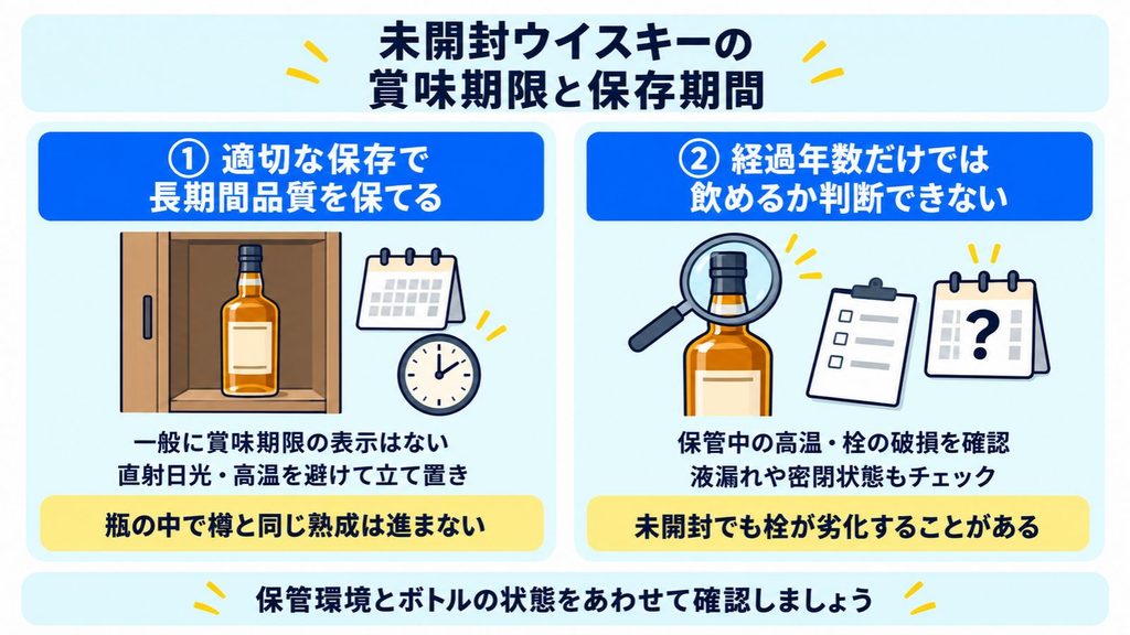 未開封ウイスキーの賞味期限と保存期間