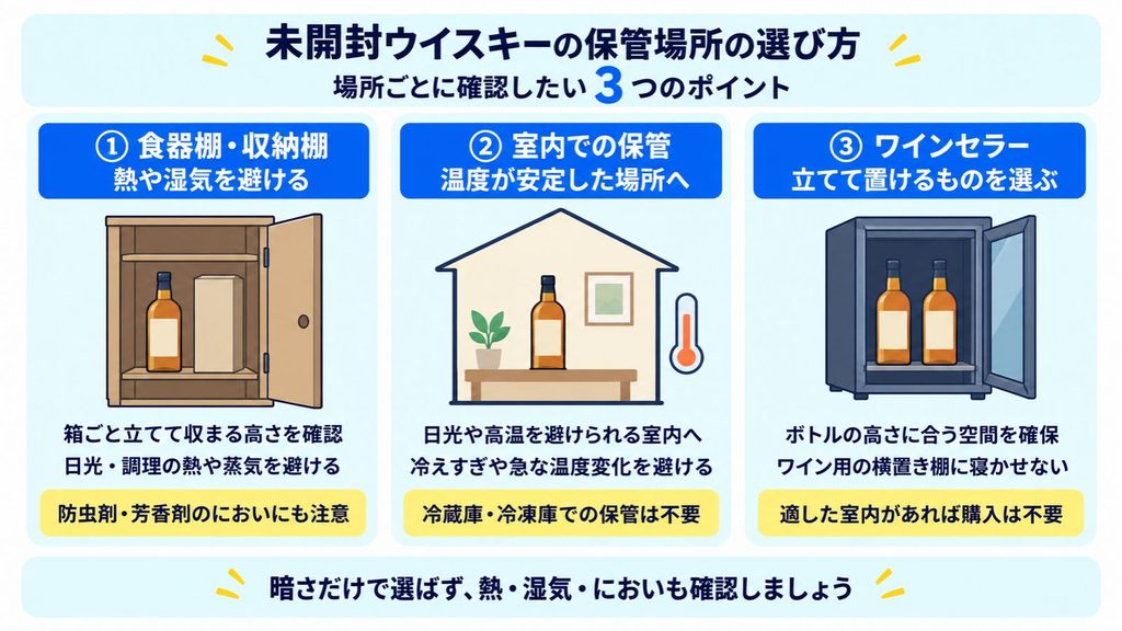 未開封ウイスキーの保管場所の選び方