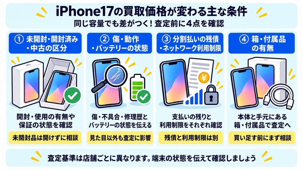 iPhone17の買取価格が変わる主な条件