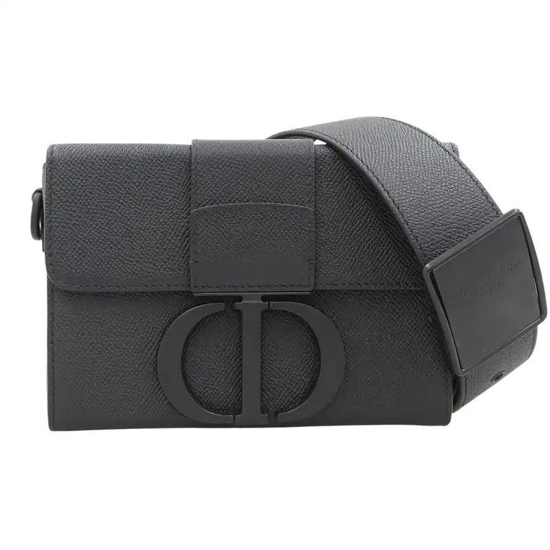ディオール CHRISTIAN DIOR 30モンテーニュボックス ショルダーバッグ レザー ブラック 中古  OB2622