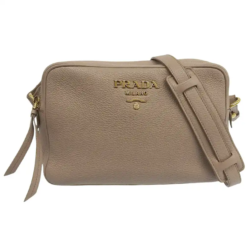 プラダ PRADA ヴィッテロ ショルダーバッグ 斜め掛けショルダー レザー ベージュ 1BH079 中古  OB2631