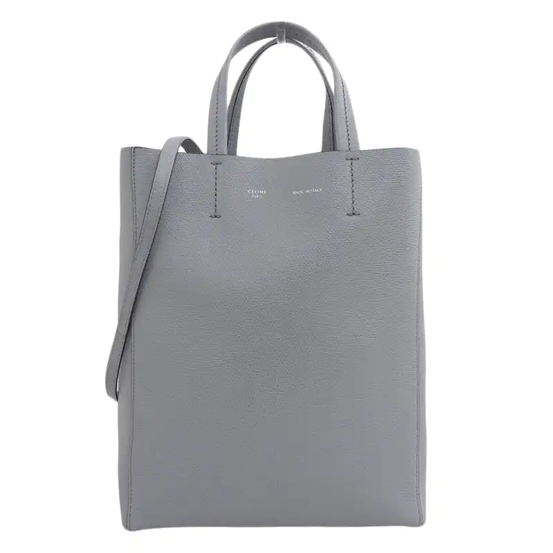 セリーヌ CELINE バーティカルカバスモール 2WAYバッグ トートバッグ ショルダーバッグ レザー グレー 176183 中古  OB2633