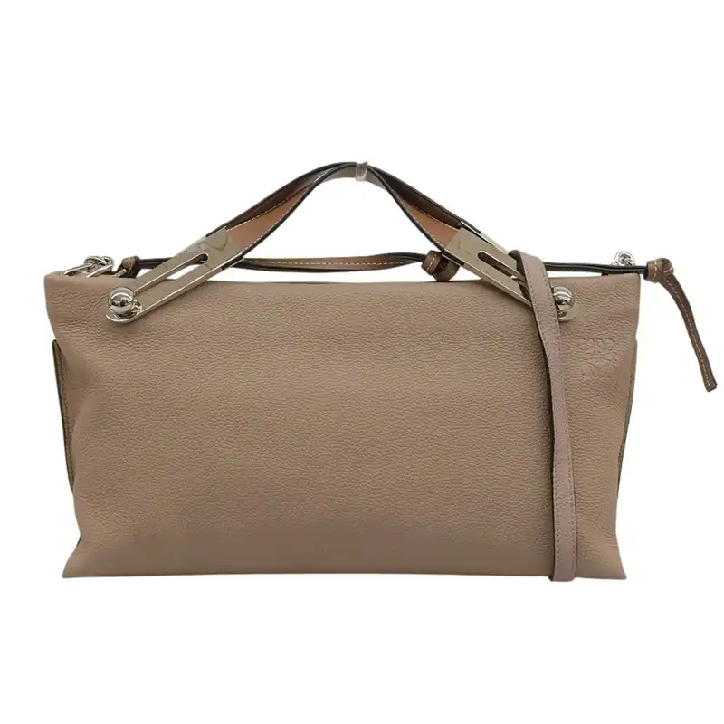 ロエベ LOEWE ミッシー ショルダーバッグ 斜め掛けショルダー レザー ベージュ 中古  OB2693