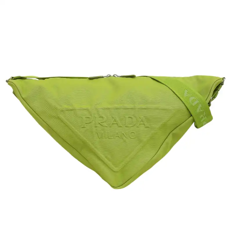 プラダ PRADA トライアングルバッグ ショルダーバッグ キャンバス レザー グリーン 2VY007 中古  OB2694