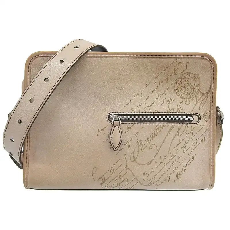 ベルルッティ BERLUTI ジャーナリエ メッセンジャー ショルダーバッグ レザー ベージュ 中古  OB2711