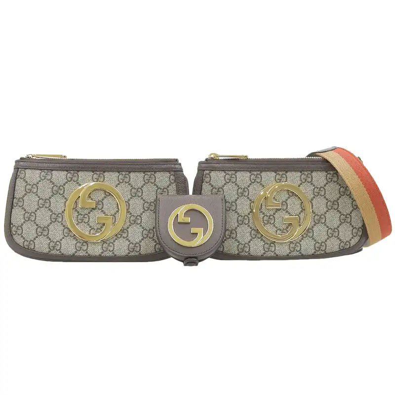 グッチ GUCCI GGスプリーム ブロンディスリーインワン ウエストバッグ ボディバッグ PVC/レザー ブラウン 702614 中古  GU0655