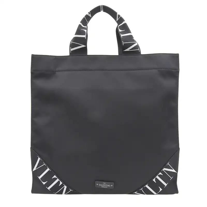 ヴァレンティノ VALENTINO トートバッグ VLTN ナイロン ブラック 中古 OB2654