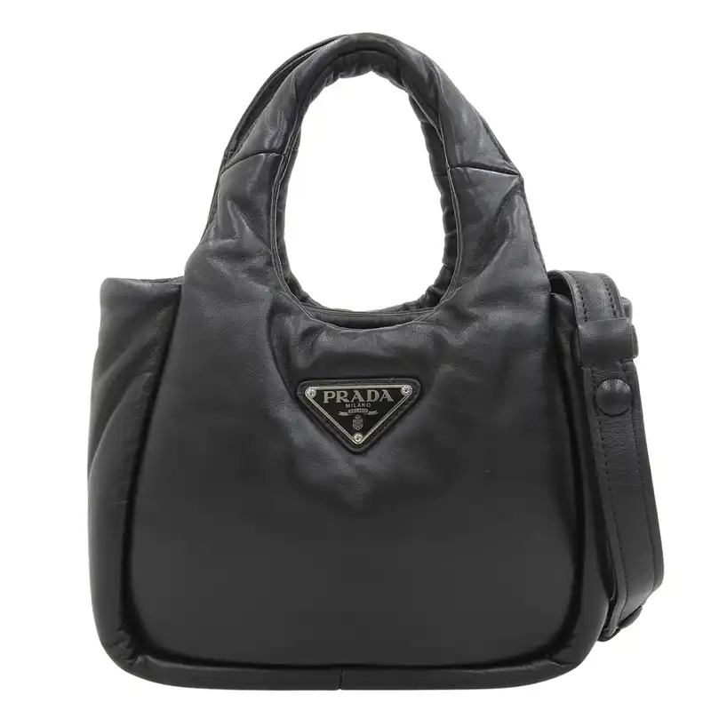 プラダ PRADA 2WAYバッグ ハンドバッグ ショルダーバッグ ナッパレザー ブラック 1BA359 美品  OB2676