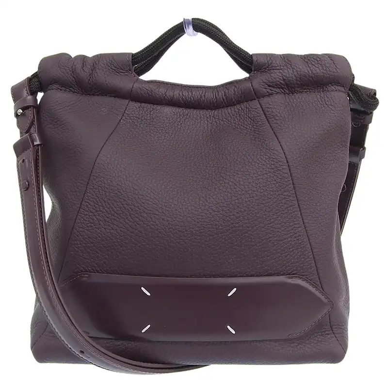 メゾンマルジェラ Maison Margiela 5AC ドローストリングスモール 2WAYショルダーバッグ ハンドバッグ レザー パープル 中古 OB2682