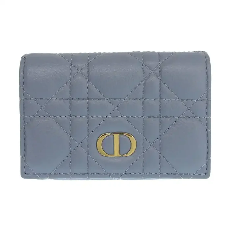ディオール CHRISTIAN DIOR レザー カロ カナージュ グリシンウォレット S5132UWHC