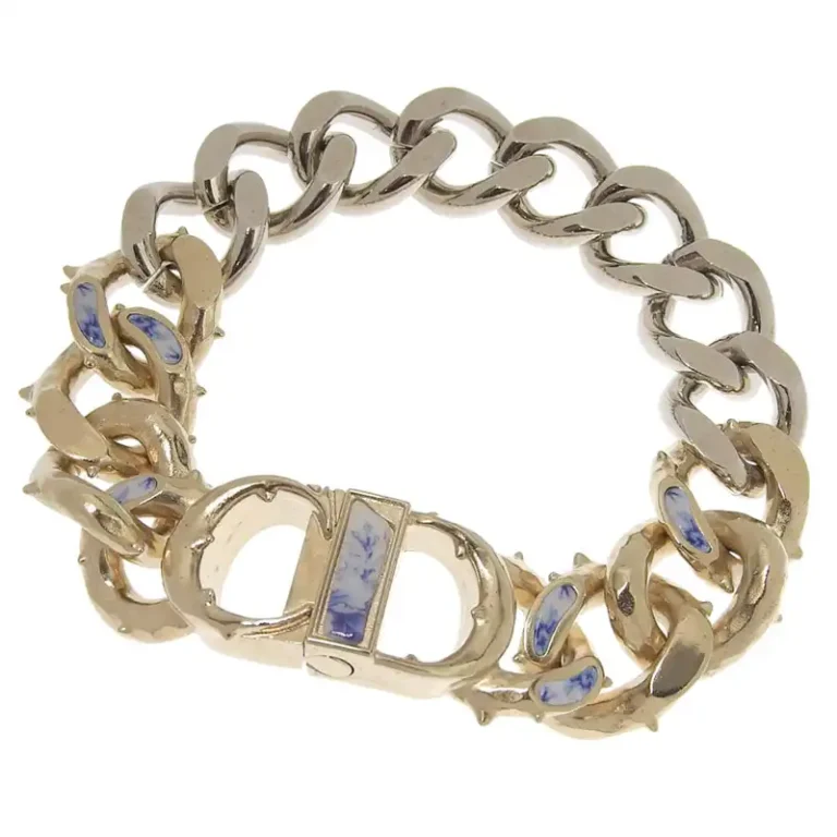 ディオール CHRISTIAN DIOR メタル×GP バイカラー チェーンリンクブレス ―