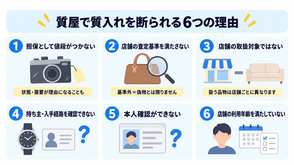 質屋で質入れを断られる6つの理由
