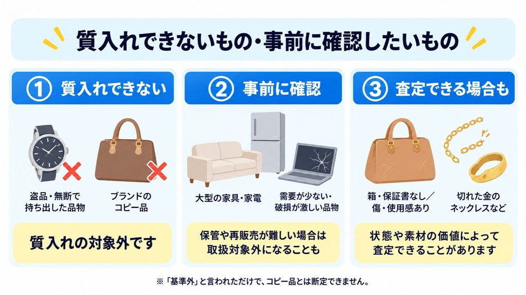 質入れで断られやすいもの・事前に確認したいもの