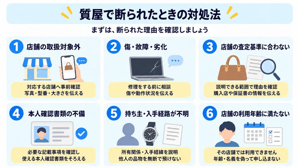 質屋で断られたときの対処法