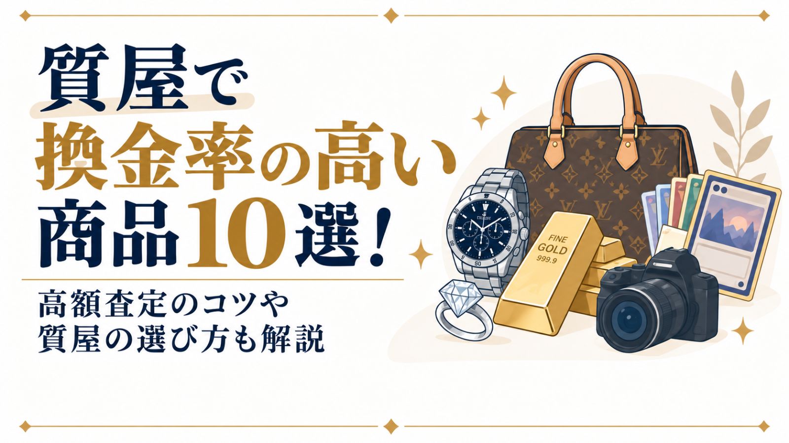 質屋で換金率の高い商品10選！高額査定のコツや質屋の選び方も解説